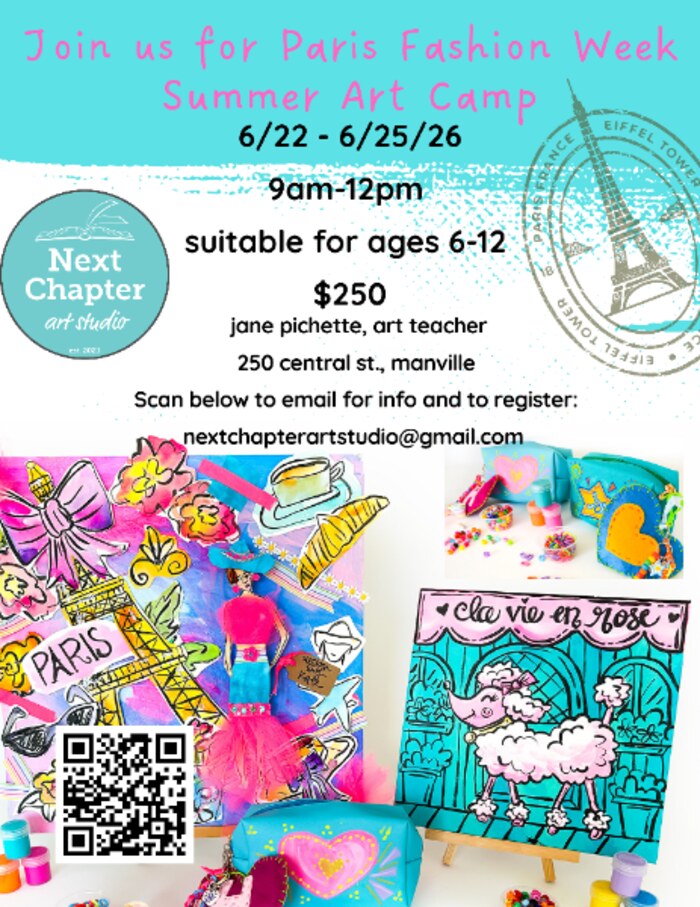 Paris Fashion Week Summer Art Camp flyer from Next Chapter Art Studio